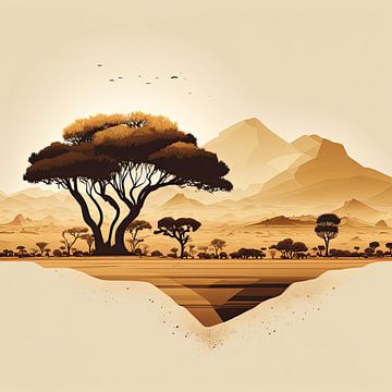 Afrikaans landschap in minimal art stijl van Vlindertuin Art