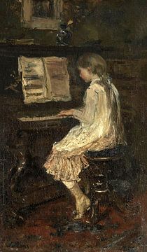 Girl at the piano, Jacob Maris