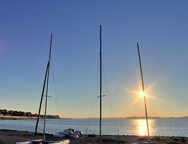 Zonsondergang op het strand van Laboe aan de Oostzee