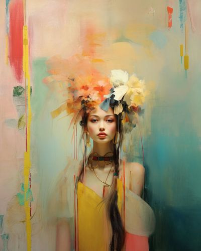 Kleurrijk portret, abstract gecombineerd met realisme