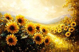 Radiant sunflower field in sunlight by Imperial Art House