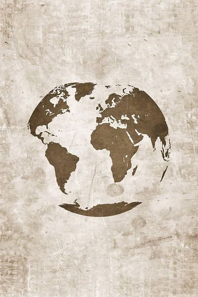 Carte du monde abstraite en tons sépia par Imperial Art House