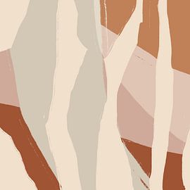 Abstrakte Kunst. Organische Formen und Linien in Rosa, Terrakotta, Weiß und Grau Nr. 1 von Dina Dankers