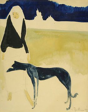 Léon Spilliaert - Vrouw met hazewindhond (1917) van Peter Balan