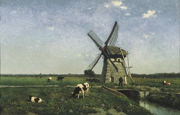 Landschap met molen bij Schiedam, Johannes Hendrik Weissenbruch