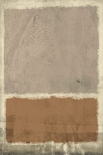 Abstract minimalistisch landschapschilderij in wit, taupe en terra