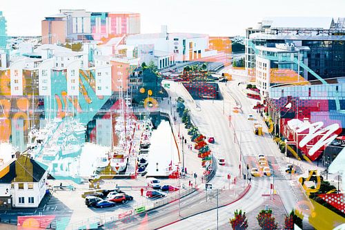 Stadsbeeld van St Helier als Digital ART