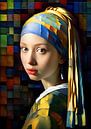 Meisje met de parel, abstracte vlakken van Jan Bechtum thumbnail