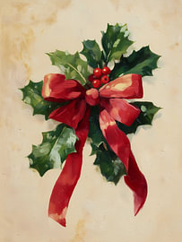Christmas Holly Red Bow