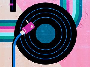 Retro Vintage Muziek Pop Art Vinyl Abstractie Pastelkleuren