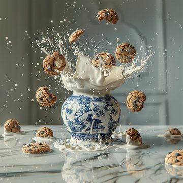 Pot à lait bleu Delft avec biscuits sur Studio Ypie