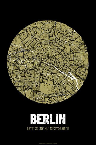 Berlin - City Map Design City Map (Grunge) by ViaMapia