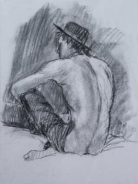 Skizze eines Mannes mit Hut von Paul Nieuwendijk