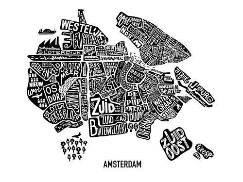 Typografische Kaart van Amsterdam van Suzanna Noort