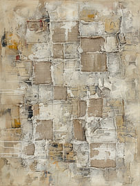 Layered abstract artwork featuring jute and light earth tones by STUDIO ARTSY