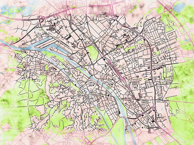 Map of Bamberg with the style 'Soothing Spring' by Maporia