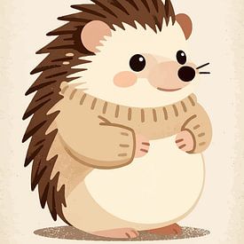 Gemütlicher Igel in einem Strickpullover – Kunstwerk von MIROKKU