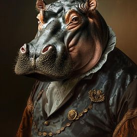 Hippo in old-fashioned clothes