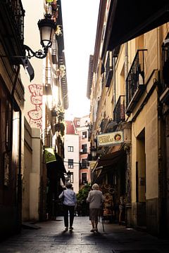 Old ladies in an alley in Madrid by Bas de Glopper