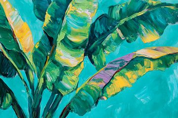 Kleurrijke bananenbladeren in een tropische look van Poster Art Shop
