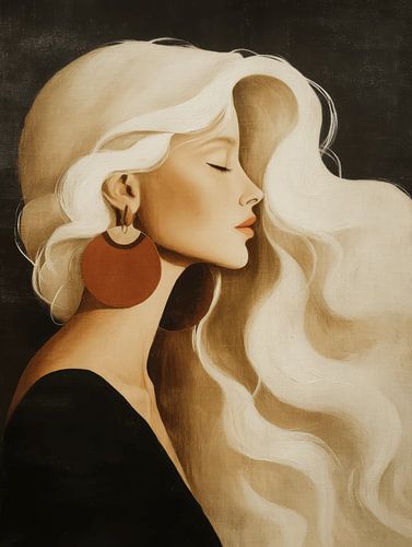Golden Waves, modern portrait by Carla Van Iersel