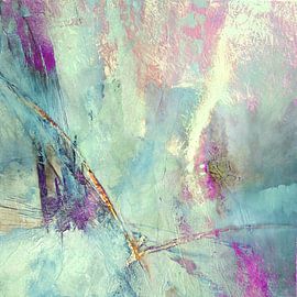 Flying away - eggshell, purple and soft turquoise by Annette Schmucker