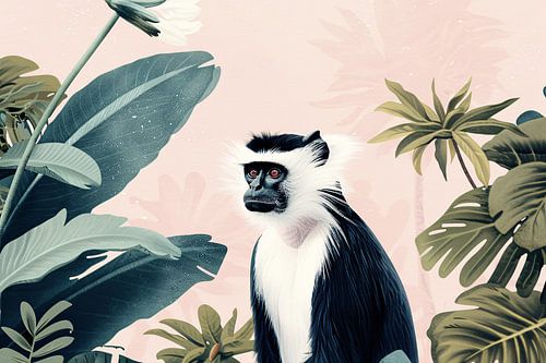 Aquarel schilderij van een aap in jungle