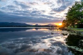 Sonnenuntergang am Hopfensee, Allgäu von Peter Schickert