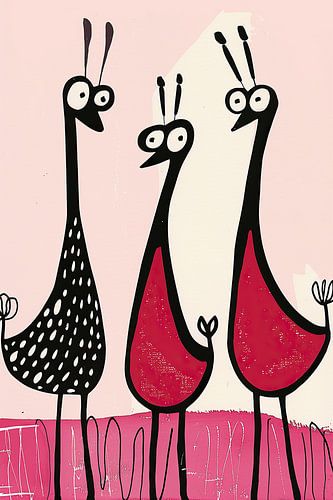 Duo d'oiseaux excentriques