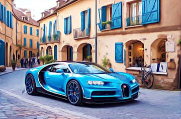 Bugatti Chiron in een Frans dorp