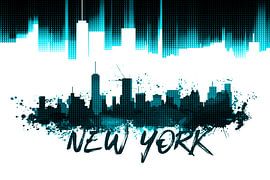 Graphic Art NYC Skyline | cyan by Melanie Viola