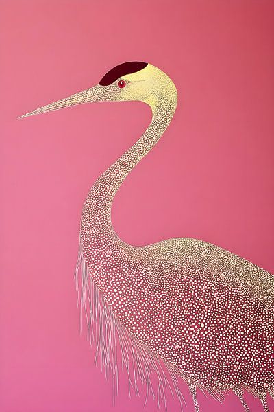 Elegant Crane on Warm Background by But First Framing