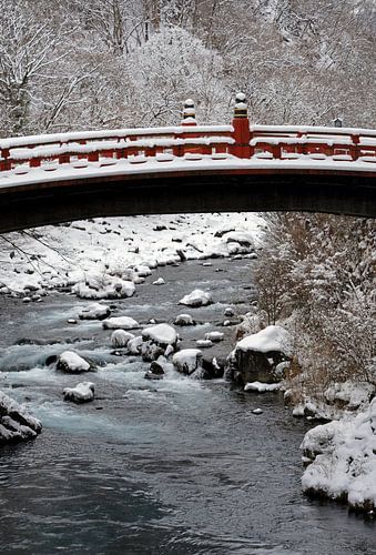 Snow on the Shinkyo Bridge in Nikko, Japan by Lensw0rld
