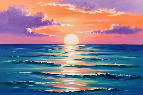 Zonsondergang boven rustige oceaan