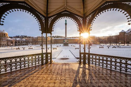 Schlossplatz in Stuttgart in de winter