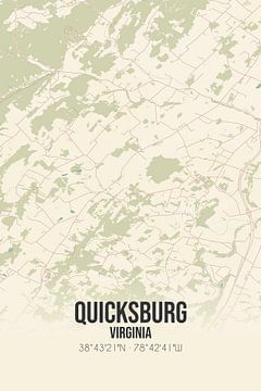 Vintage landkaart van Quicksburg (Virginia), USA. van MijnStadsPoster