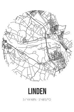 Linden (North Brabant) | Map | Black and White by Rezona