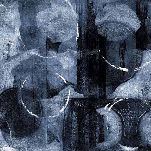Formes et lignes organiques abstraites modernes en bleu, noir et blanc