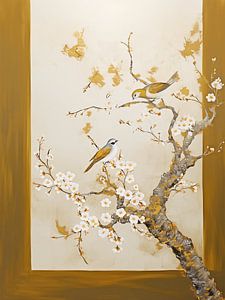 Mandelblüte mit Vögeln