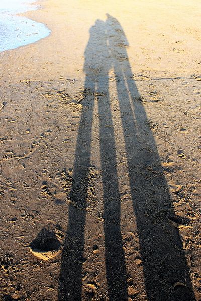 Longue ombre d'un couple sur la plage par Anna van Leeuwen