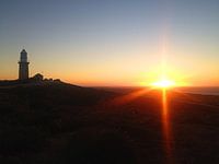 Sonnenuntergang Vlaming Head Lighthouse, Australien
