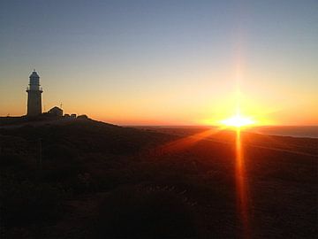 Sonnenuntergang Vlaming Head Lighthouse, Australien van Martina Dormann