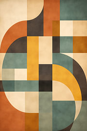 Retro Geometrische Wandkunst in Aardetinten von Dante S