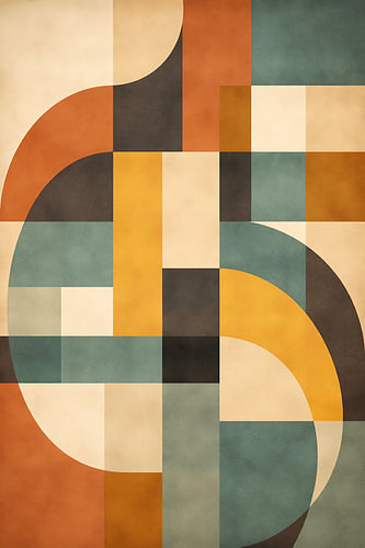 Retro Geometrische Wandkunst in Aardetinten