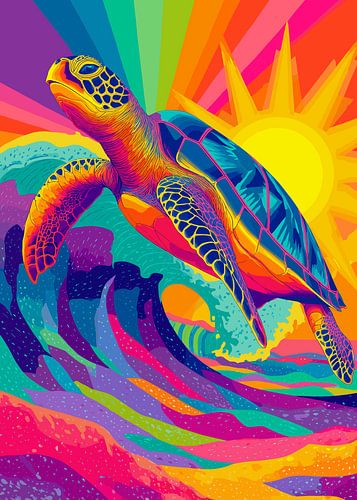 Kleurrijke schildpad in de oceaan