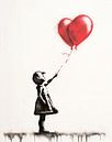 Banksy Meisje met Ballonnen | Banksy Stijl Schilderij van Blikvanger Schilderijen thumbnail