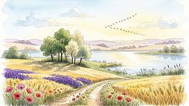 Summer Meadow by the River by Markus Gann