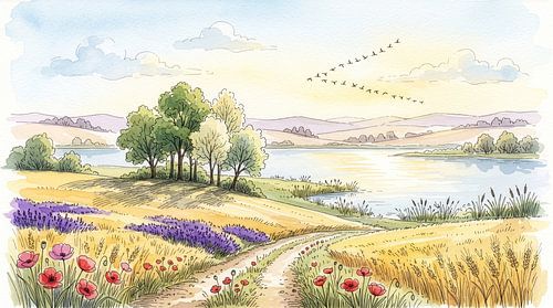 Zomerweide aan de rivier