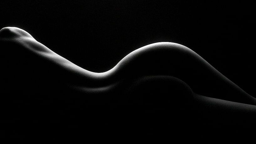 Abstract black and white art photo of female silhouette - minimalist wall decoration by Retinas images