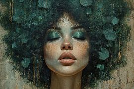 Green Female Portrait by Art Whims
